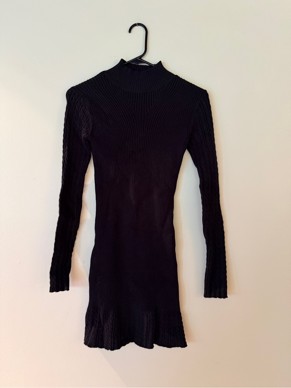 Vici Black Ribbed Long-Sleeve Mock Neck Sweater Dress Size XS